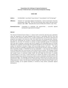 Responding to the challenges of regional development: Clermont’s Preferred Future and Community Development Strategy SEGRA[removed]Authors: