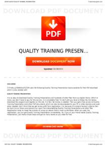 BOOKS ABOUT QUALITY TRAINING PRESENTATION  Cityhalllosangeles.com QUALITY TRAINING PRESEN...