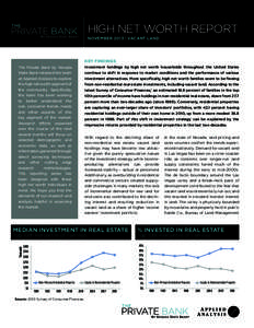 HIGH NET WORTH REPORT NOVEMBER 2013 | VACANT LAND KEY FINDINGS Investment holdings by high net worth households throughout the United States