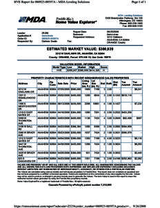 HVE Report for00597A - MDA Lending Solutions  Page 1 of 1 MDA Lending Solutions 5300 Brandywine Parkway, Ste 100