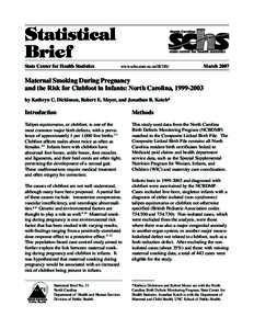 State Center for Health Statistics  Statistical Brief No. 31 – March 2007 Statistical Brief