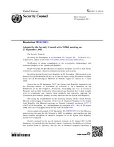 Chemical Weapons Convention / Chemical warfare / Syria / Organisation for the Prohibition of Chemical Weapons / United Arab Republic / Syria and weapons of mass destruction / International reactions to the 2011–2012 Syrian uprising / Asia / International relations / Syrian uprising