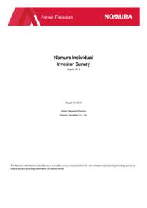 News Release  Nomura Individual Investor Survey August 2014