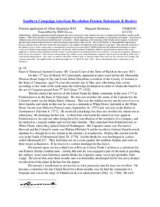 Southern Campaign American Revolution Pension Statements & Rosters Pension application of Albert Hendricks W83 Transcribed by Will Graves Margaret Hendricks