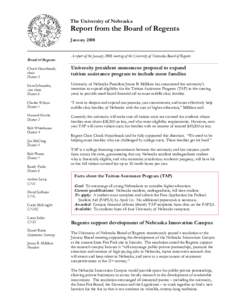 The University of Nebraska  Report from the Board of Regents JanuaryBoard of Regents