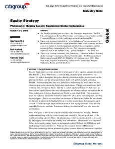 See page 33 for Analyst Certification and Important Disclosures  Industry Note Equity Strategy SUMMARY