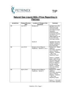 TIP Natural Gas Liquid (NGL) Price Reporting in Petrinex Jurisdiction AB