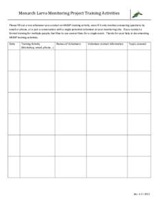 Monarch Larva Monitoring Project Training Activities