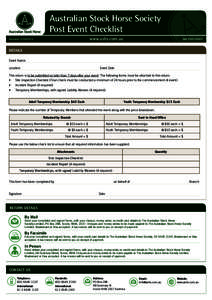 Australian Stock Horse Society Post Event Checklist www.ashs.com.au  Amended: [removed]