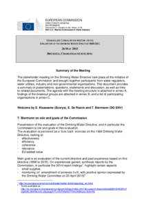 EUROPEAN COMMISSION DIRECTORATE-GENERAL ENVIRONMENT Directorate C –Quality of Life, Water & Air ENV.C.2 - Marine Environment & Water Industry