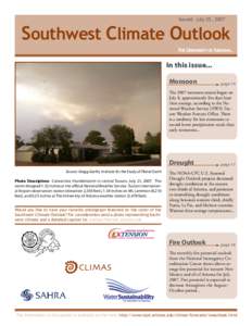 Issued: July 25, 2007  Southwest Climate Outlook In this issue... Monsoon