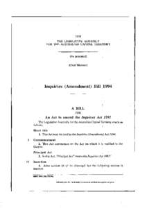 1994 THE LEGISLATIVE ASSEMBLY FOR THE AUSTRALIAN CAPITAL TERRITORY (As presented) (Chief Minister)