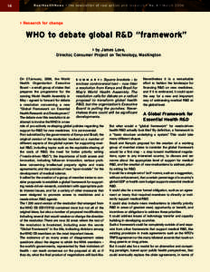 14  RealHealthNews • the newsletter of real action and research • No. 4 • March 2006 > Research for change