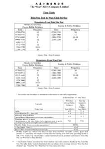 Time Table Tsim Sha Tsui to Wan Chai Service