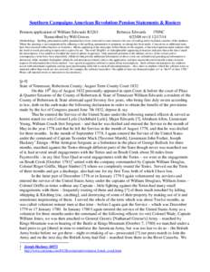 Southern Campaigns American Revolution Pension Statements & Rosters Pension application of William Edwards R3263 Transcribed by Will Graves Rebecca Edwards f70NC