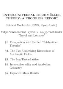 Inter-universal Teichmuller Theory --- a Progress Report.pdf