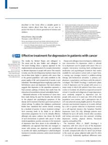 Effective treatment for depression in patients with cancer