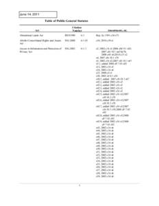 June 14, 2011 Table of Public General Statutes Act Citation Number