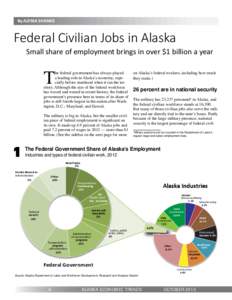 By ALYSSA SHANKS  Federal Civilian Jobs in Alaska Small share of employment brings in over $1 billion a year  T