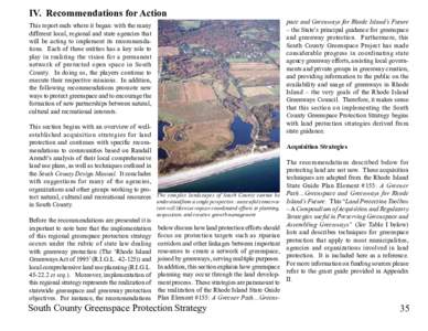 RI DEM/Sustainable Watersheds- South County Greenspace Protection Strategy, Section IV