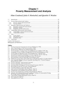 Chapter 1 Poverty Measurement and Analysis Aline Coudouel, Jesko S. Hentschel, and Quentin T. Wodon 1.1  Introduction ......................................................................................................