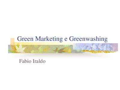 Green marketing e greenwashing