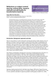 Transformative learning / Eleanor Duckworth / Teaching and learning center / Education / Philosophy of education / Student-centred learning