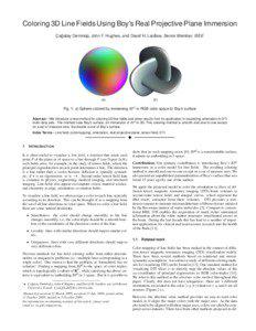 Coloring 3D Line Fields Using Boy’s Real Projective Plane Immersion ˘ C