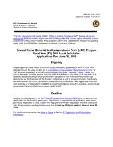 Edward Byrne Memorial Justice Assistance Grant (JAG) Program