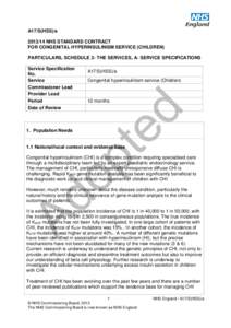 A17/S(HSS)/aNHS STANDARD CONTRACT FOR CONGENITAL HYPERINSULINISM SERVICE (CHILDREN) PARTICULARS, SCHEDULE 2- THE SERVICES, A- SERVICE SPECIFICATIONS Service Specification No.