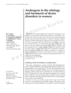 Urodinamica 14: 71-75, [removed]Urodinamica 14: 71-75, 2004) ©2004, Editrice Kurtis. Androgens in the etiology and treatment of desire