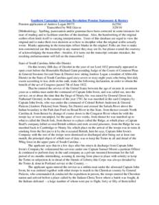 Southern Campaign American Revolution Pension Statements & Rosters Pension application of Andrew Logan S9375 fn25SC Transcribed by Will Graves[removed]Methodology: Spelling, punctuation and/or grammar have been correcte