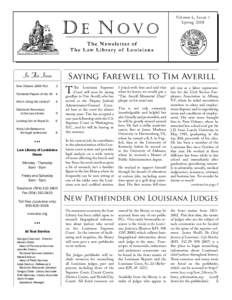 Volume 6, Issue 1 Spring 2008 In This Issue  Saying Farewell to Tim Averill