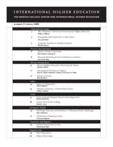 international higher education the boston college center for international higher education number 51 spring 2008 International Issues 2