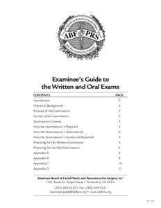Examinee’s Guide to the Written and Oral Exams CONTENTS PAGE