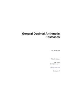 General Decimal Arithmetic Testcases 24th MarchMike Cowlishaw