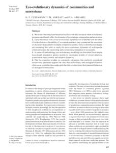 Functional Ecology[removed], 465– 477 Eco-evolutionary dynamics of communities and ecosystems