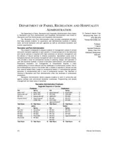 DEPARTMENT OF PARKS, RECREATION AND HOSPITALITY ADMINISTRATION Dr. Theresa A. Herrick, Chair Williamson Hall, Room[removed]0378 [removed]