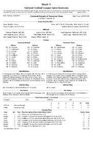 Week 9 National Football League Game Summary NFL Copyright © 2011 by The National Football League. All rights reserved. This summary and play-by-play is for the express purpose of assisting media in their