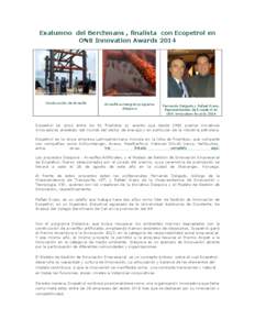 Exalumno del Berchmans , finalista con Ecopetrol en ONS Innovation Awards 2014 Construcción de Arrecife  Arrecife sumergido programa