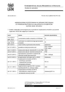 UNIWERSYTET IM. ADAMA MICKIEWICZA W POZNANIU Prorektor ds. studenckich Poznań, dnia 4 października 2013 roku  DN 33-2/B/13/14