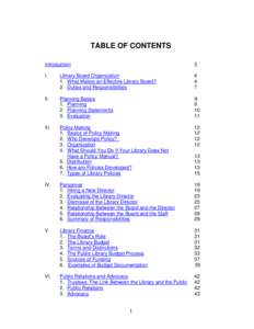 TABLE OF CONTENTS Introduction 3  I.