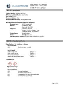 ACCUTRON FLO-PRIME SAFETY DATA SHEET SECTION 1: Identification Product identifier: Accutron Flo-Prime Other means of identification: Alkali Builder SDS number: 1637A