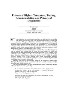 Prisoners' rights : treatment, testing, accommodation and privacy of documents