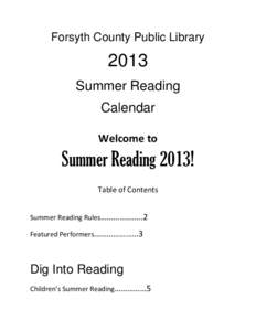 Forsyth County Public Library[removed]Summer Reading Calendar Welcome to