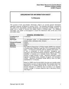 Groundwater Information Sheet: 1,4 Dioxane