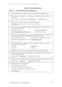 Question bank for Energy Managers & Energy Auditors  Chapter 1.7 Project Management Part – I:  Objective type questions and answers