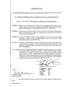 RESOLUTION AUTHORIZATION OF EXECUTION OF A CONTRACT BETWEEN THE COUNTY OF JAMES  CITY AND THE COLONIAL SERVICES BOARD FOR THE DELIVERY OF MENTAL