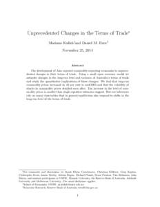 Unprecedented Changes in the Terms of Trade