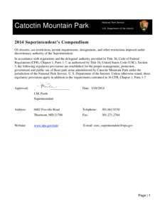 Catoctin Mountain Park  National Park Service U.S. Department of the Interior[removed]Superintendent’s Compendium